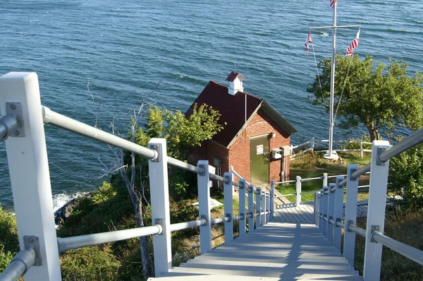 Olie House at Owl van Head Lighthouse te ondernemen — Stockfoto