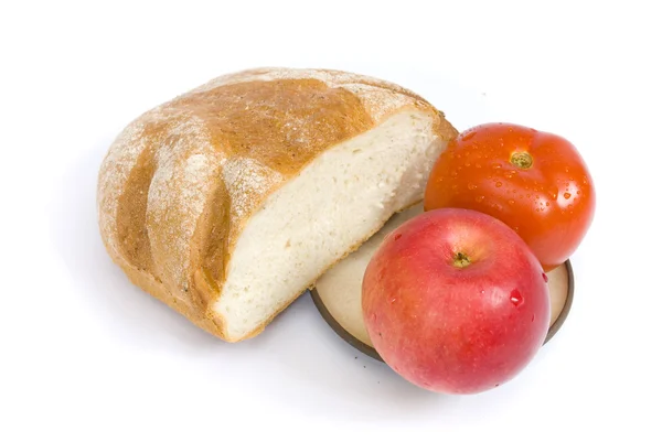 stock image Bread tomato and apple