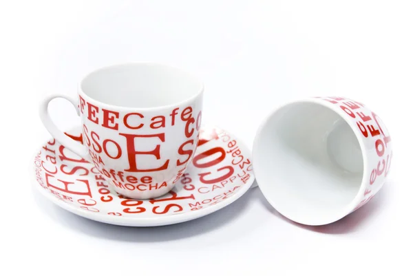 Tasses à café rouges et blanches — Photo