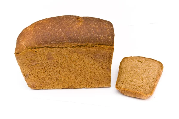 A loaf and a chunk on a white — Stock Photo, Image