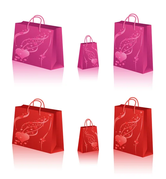 Aşk alışveriş torbaları — Stok Vektör