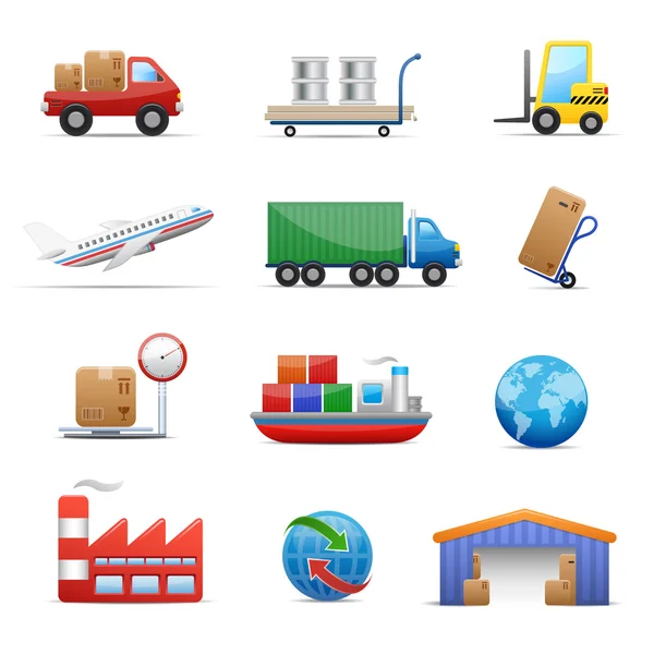 Conjunto de iconos de industria y logística — Archivo Imágenes Vectoriales