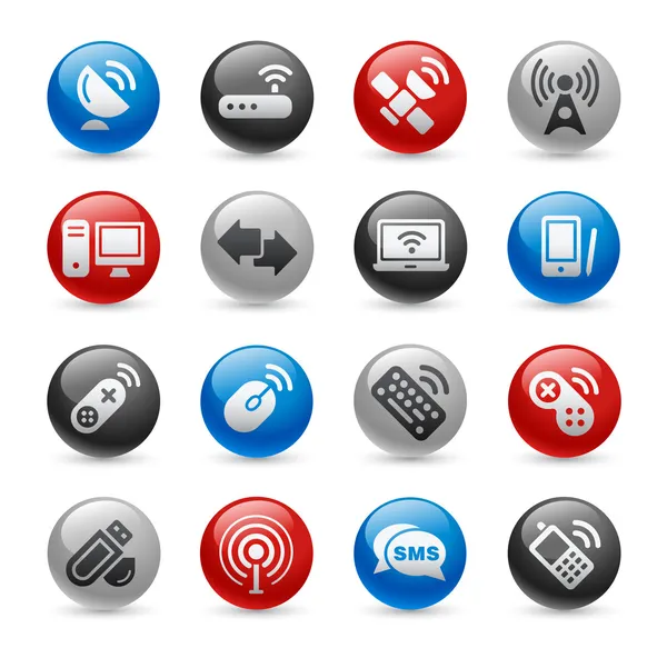 Icone wireless e di comunicazione — Vettoriale Stock