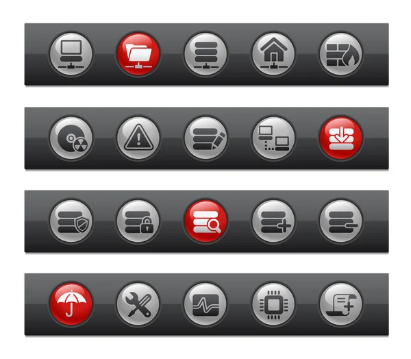 Réseau et serveur / / Série de barres de boutons — Image vectorielle