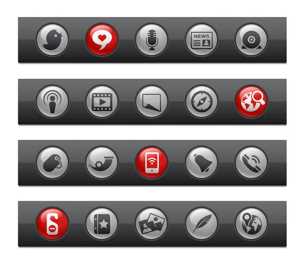Médias sociaux / / Série de barres à boutons — Image vectorielle