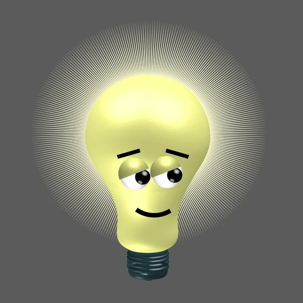 Ampoule avec un petit visage ironique — Image vectorielle