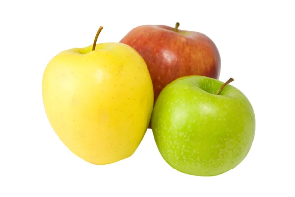 녹색, 노 랗 고 빨간 사과 — 스톡 사진