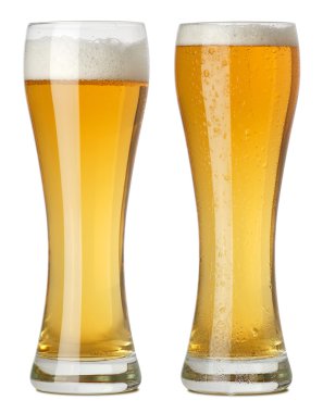 Two tall glasses of beer clipart