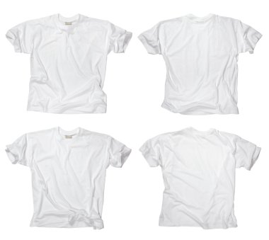 Boş beyaz t-shirt ön ve arka