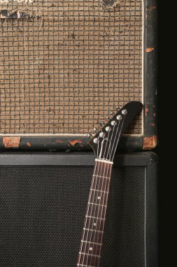 Guitar and old amplifier stack clipart