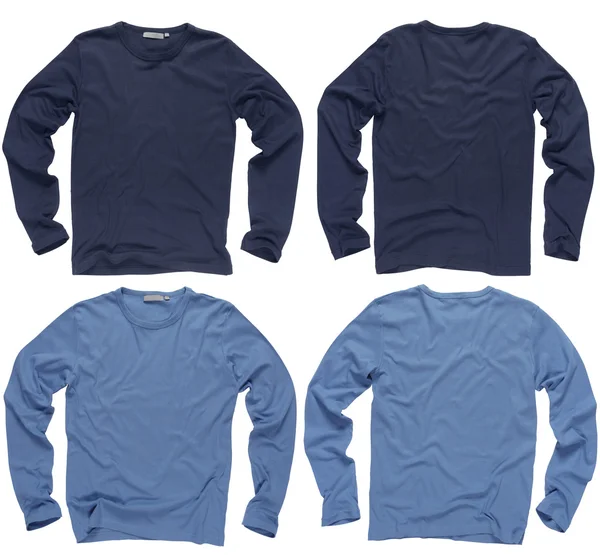 Camisas de manga comprida azul em branco — Fotografia de Stock