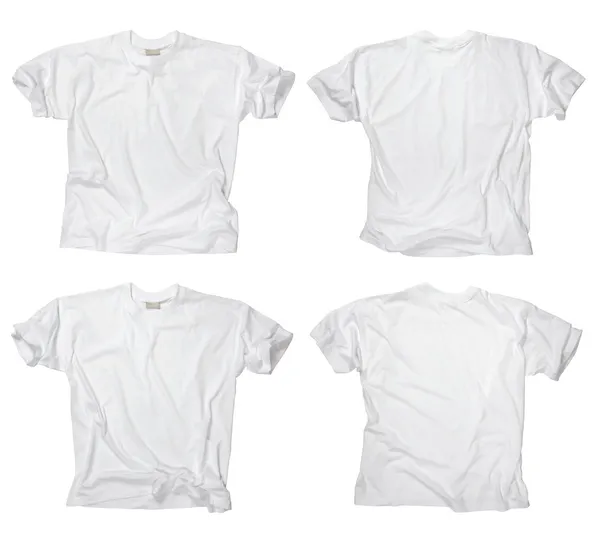 Порожні білі футболки спереду і ззаду — стокове фото