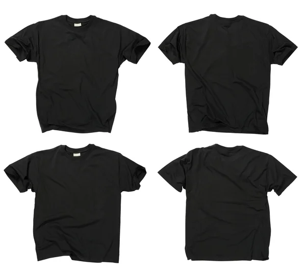Κενό μαύρα μπλουζάκια, μπροστά και πίσω — Φωτογραφία Αρχείου