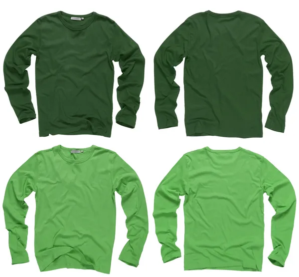 Camisas de manga comprida verde em branco — Fotografia de Stock