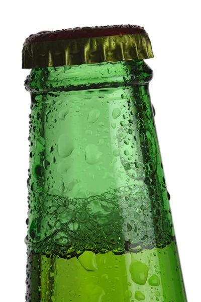 Yeşil bira şişenin üst — Stok fotoğraf