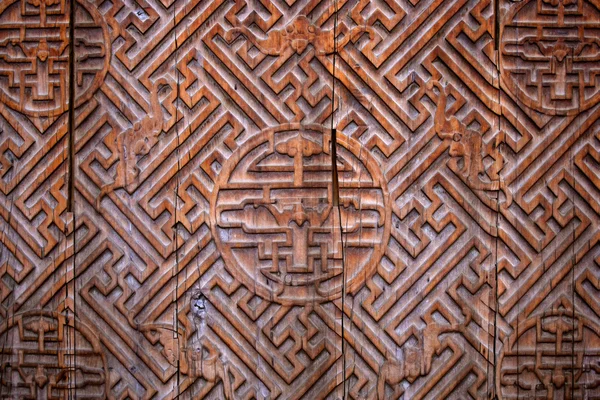 Chińskie drzwi drewniane — Zdjęcie stockowe