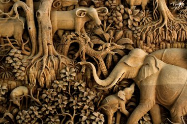 Thailand wood carving clipart