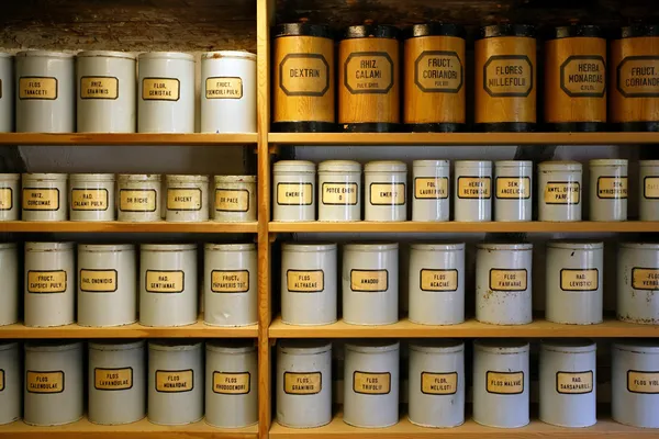 Botes de farmacia vintage — Foto de Stock