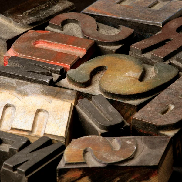 Old wooden type letters — Stock Photo, Image