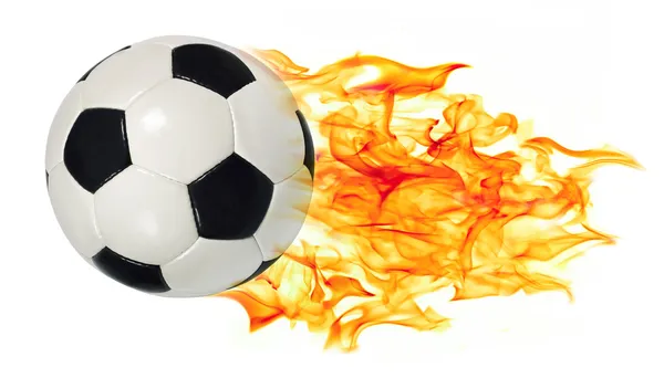 Футбольный мяч в огне — стоковое фото