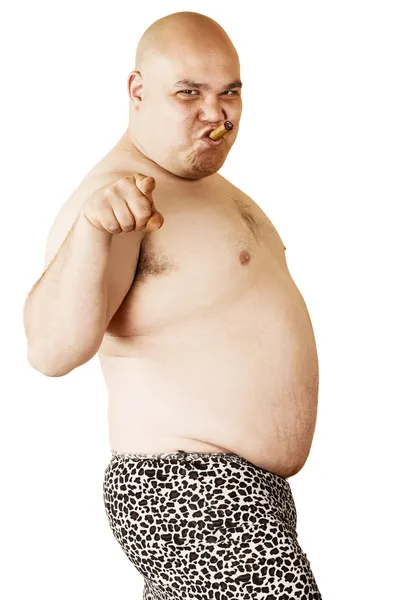 Sexy smoking fat guy — Stock Photo, Image