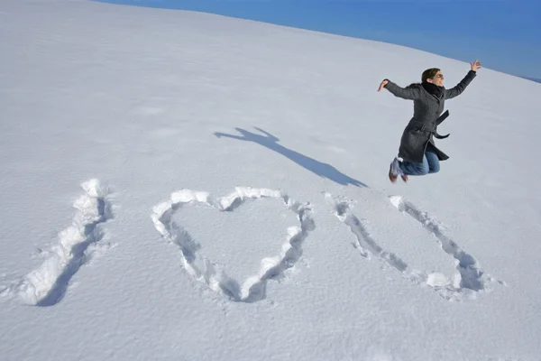 I love you in the snow — Stock Photo, Image