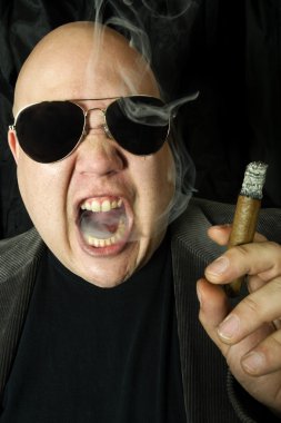 Mobster smoking a cigar clipart