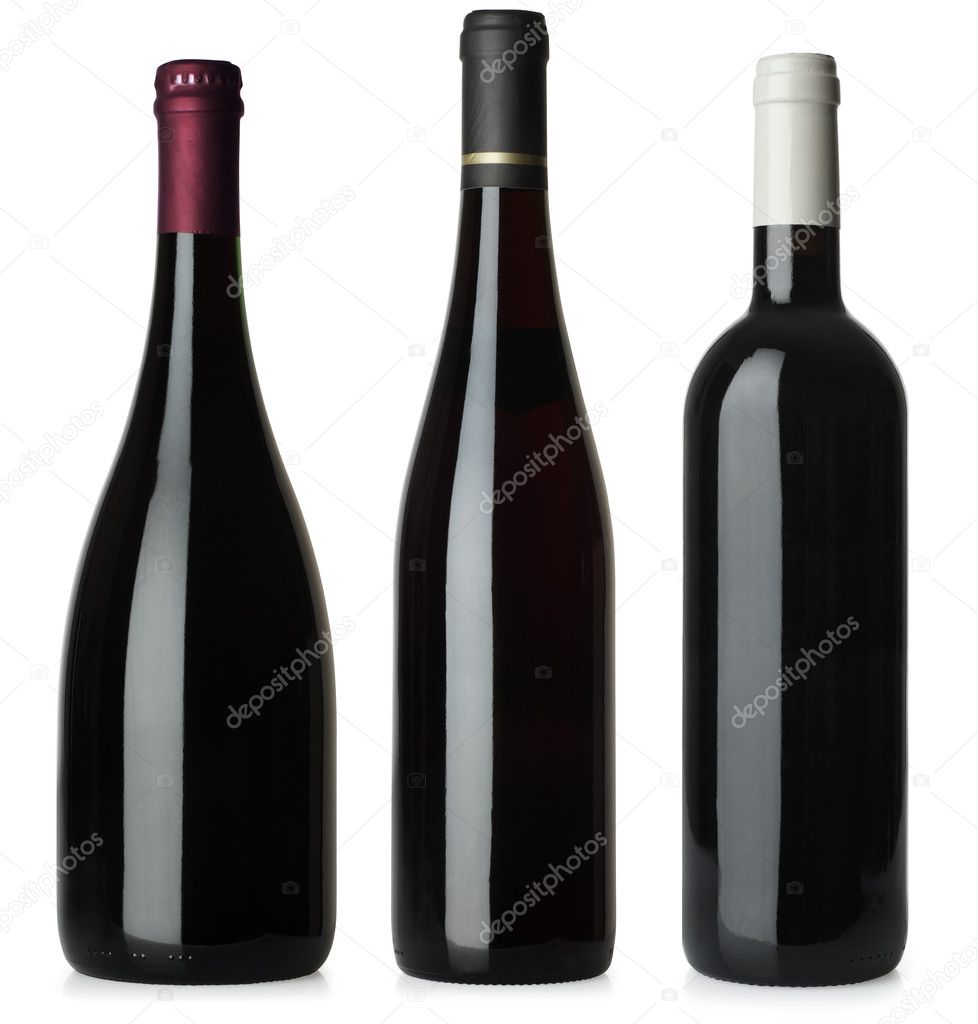 Red wine bottles blank no labels