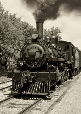 Old locomotive sepia clipart