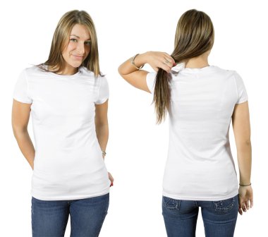Female wearing blank white shirt clipart