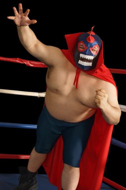 Mexican wrestler attacks clipart