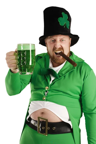 Kobold mit grünem Bier — Stockfoto
