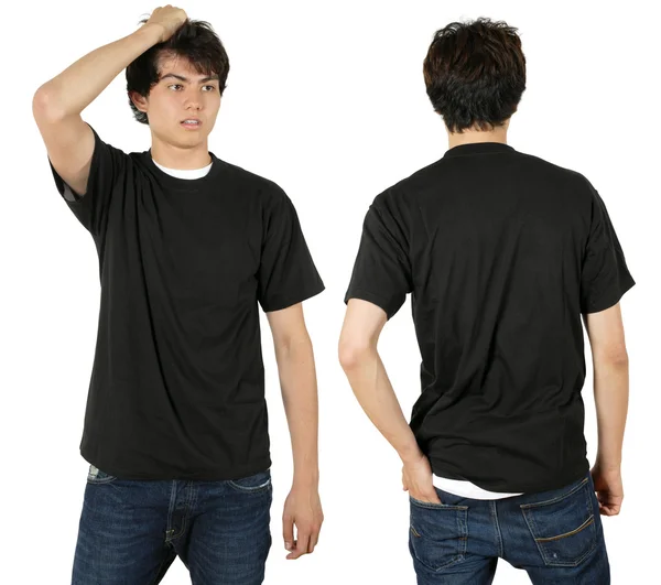 Mężczyzna sobie puste czarną koszulę — Zdjęcie stockowe
