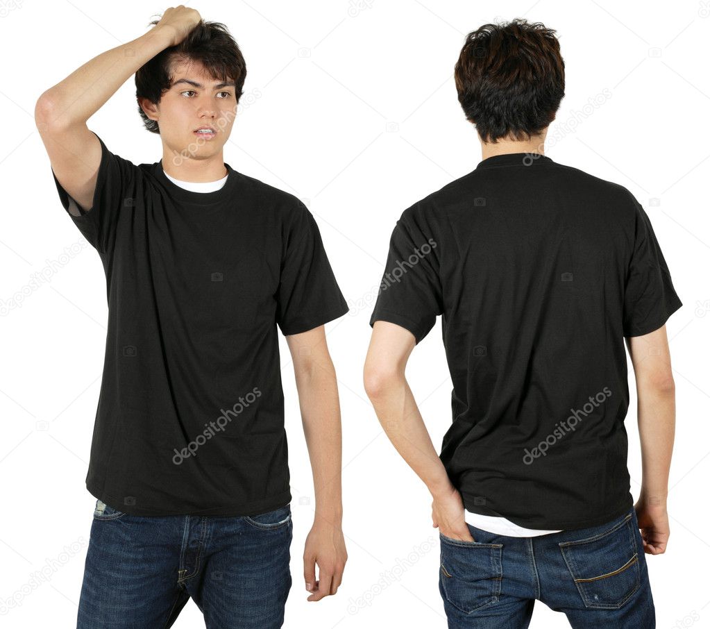 Male wearing blank black shirt