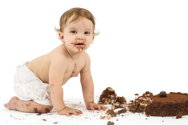 Baby en verjaardag cake — Stockfoto