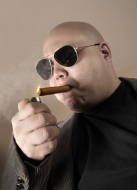 Smoking mobster clipart