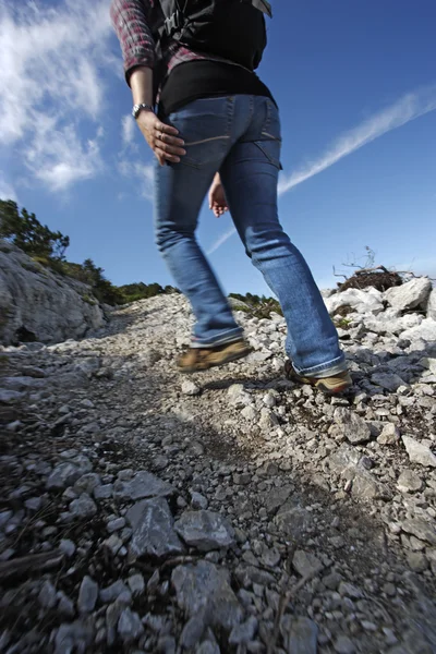 Female hiker motion blur — Stock Photo, Image