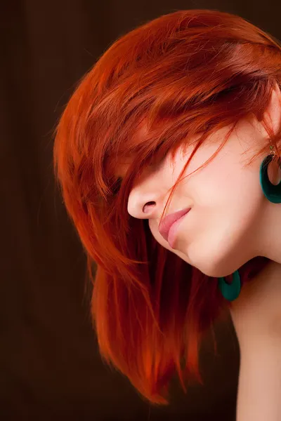 stock image Beauttiful woman with red hair