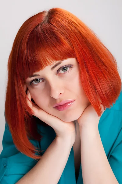 Beautiful woman with red hair — Stock Photo, Image