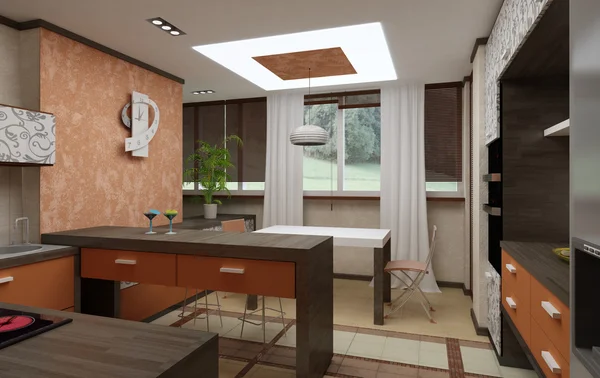 3D-keuken interieur — Stok fotoğraf