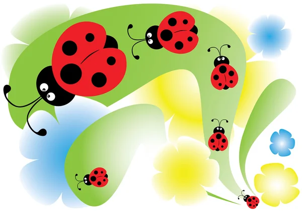 Ladybird Bahçe — Stok Vektör
