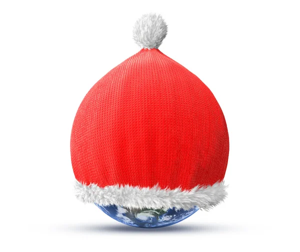 Santa hat wrap the world — Stock Photo, Image