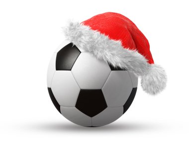 Santa hat on a soccer ball clipart