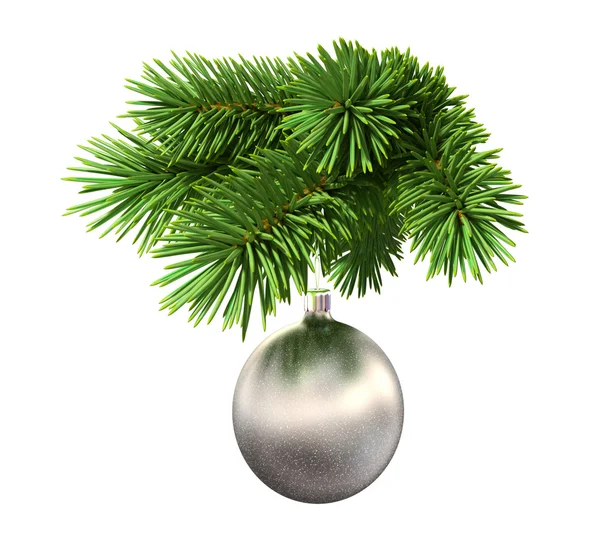 FIR tree med en jul boll — Stockfoto
