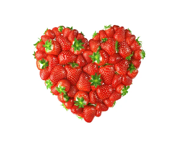 딸기에서 만든 심장 — 스톡 사진