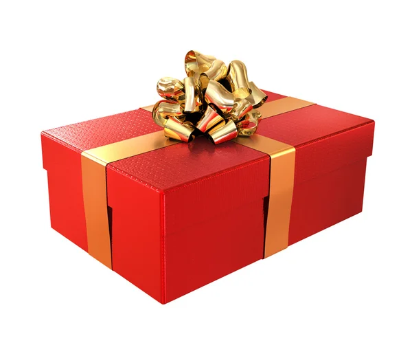 Red gift with the golden ribbon — Stock Photo, Image