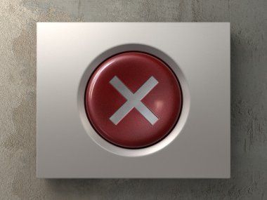 Red button with cross sign clipart