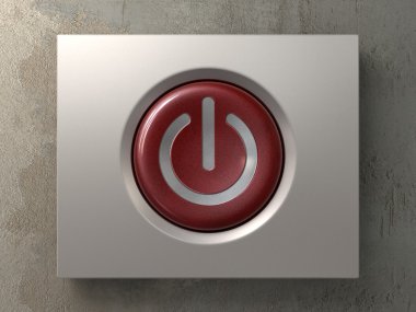 Red button with the power sign clipart