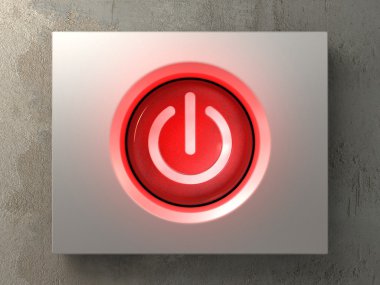 A pushed red button with the power sign clipart