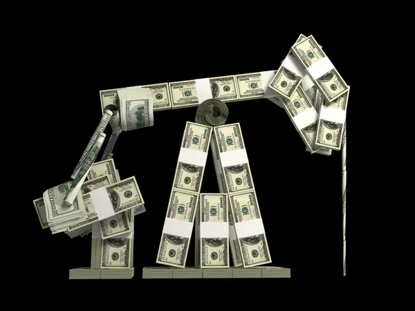 Oil derrick made from money — Stock Photo, Image